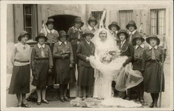 Girl Guides at a wedding Postcard