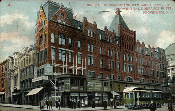 Corner of Dorrance and Westminster Streets, showing the Dorrance Hotel Providence Rhode Island