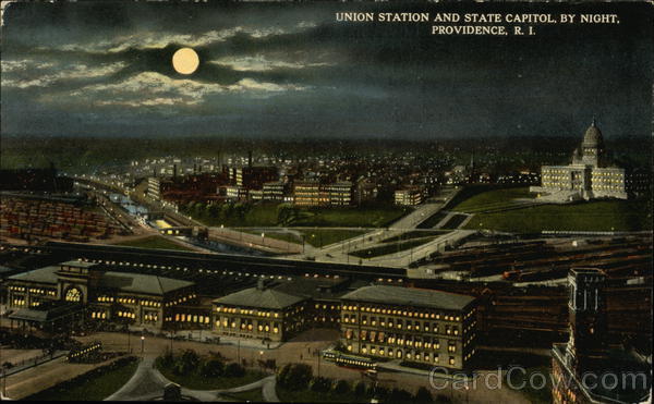 Union Station and State Capitol by Night Providence Rhode Island