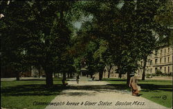 Commonwealth Avenue & Glover Statue Postcard