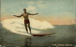 Surf Riding Hawaii Postcard Postcard