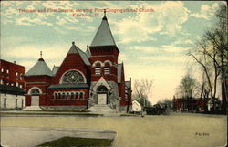 Tremont and First Streets showing First Congregational Church Postcard