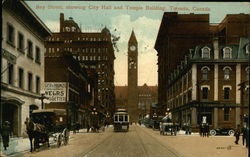 Bay Street showing City Hall and Temple Building Postcard