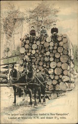 The Largest Load of Logs Ever Loaded in New Hampshire Waterville Valley, NH Postcard Postcard