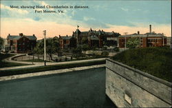 Moat, showing Hotel Chamberlain in Distance Fort Monroe, VA Postcard Postcard