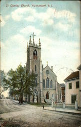 St. Charles Church Woonsocket, RI Postcard Postcard
