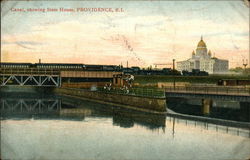 Canal and State House Providence, RI Postcard Postcard
