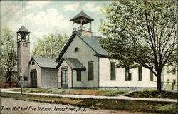 Town Hall and Fire Station Postcard