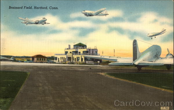 Airplanes and Runway at Brainard Field Hartford Connecticut
