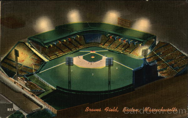 Aerial View of Braves Field at Night Boston Massachusetts