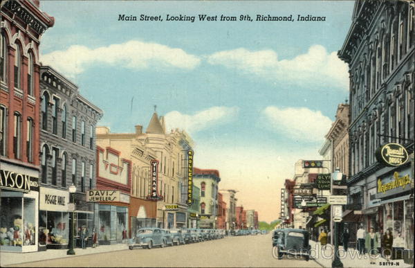 Main Street, Looking West from 9th Richmond Indiana