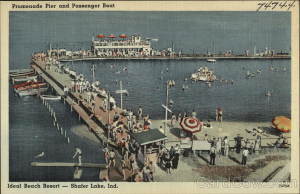 Promenade Pier and Passenger Boat, Shafer Lake Monticello Indiana