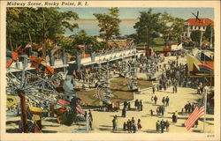 Busy Midway Scene Postcard