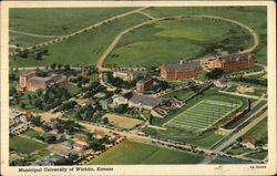 Aerial View of Municipal University Wichita, KS Postcard Postcard