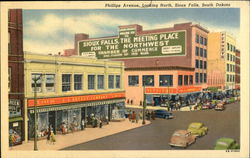 Phillips Avenue, Looking North Sioux Falls, SD Postcard 