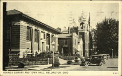 Herrick Library and Town Hall Wellington, OH Postcard Postcard