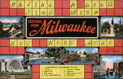 Greetings from Milwaukee - Crossword Puzzle Postcard