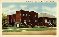 M. E. Church and Masonic Temple Postcard