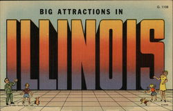 Big Attractions in Illinois Postcard Postcard