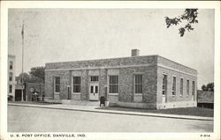 Street View of US Post Office Danville, IN Postcard 