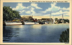 Pleasure Craft on the Cheboygan River Michigan Postcard Postcard