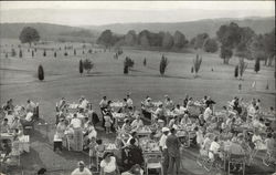 Outdoor dining on the golf course grounds Postcard