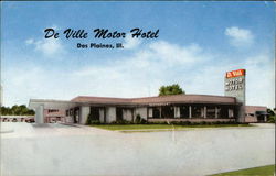 De Ville Motor Hotel Des Plaines, IL Postcard Postcard