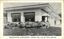 Beacon Motel & Restaurant - US 40 - RR 4 - Box 223 Brazil, IN Postcard Postcard