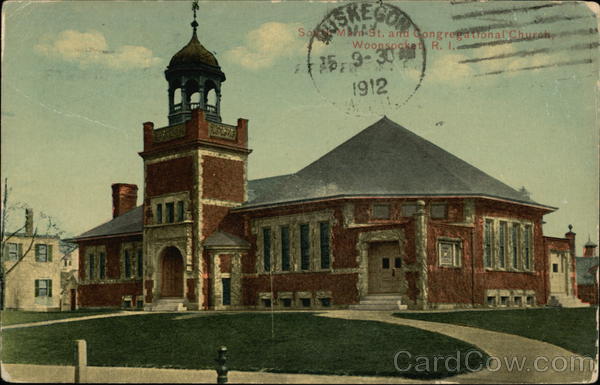 South Main Street and Congregational Church Woonsocket Rhode Island