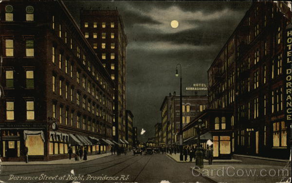 Dorrance Street at Night Providence Rhode Island