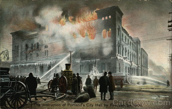 Destruction of City Hall by Fire Jan 24, 1908 Portland Maine