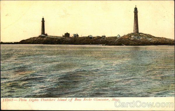 Twin Lights, Thatchers Island off Bass Rocks Gloucester Massachusetts