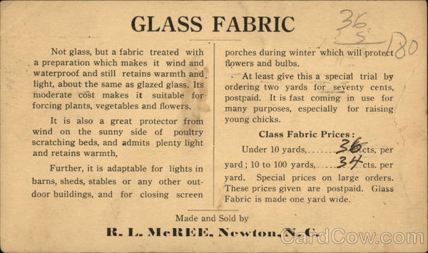 Glass Fabric - R.L. McRee Newton North Carolina Advertising