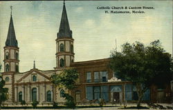 Catholic Church and Custom House Postcard