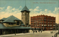 Railway Station and Richardson Hotel Lowell, MA Postcard Postcard