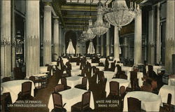 Hotel St. Francis - White and Gold Dining Room Postcard