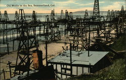 Oil Wells in the Sea Summerland, CA Postcard Postcard