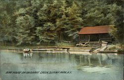 Boat House on Oriskany Creek Summit Park, NY Postcard Postcard