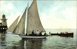 Sailing at sunset, Olcott Beach Postcard