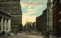 Looking up State Street from Exchange Street Postcard
