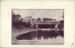 Gilmore's Mill and Oldest Bridge on Genesee River Geneseo, NY Postcard Postcard