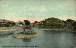 Hotel Pandora, Lake and Island Houghs Neck, MA Postcard Postcard