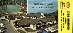 Bavarian Haus Motel & Restaurant Des Moines, IA Large Format Postcard 