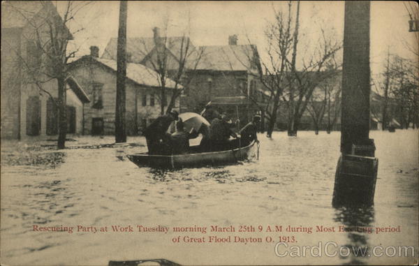 Rescuing Party at Work Tuesday Morning March 25th 9 a.m. During Most Exciting Period of Great Flood Dayton