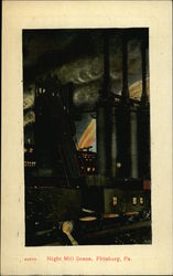 Night Mill Scene Pittsburgh, PA Postcard Postcard