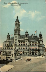 Post Office and Battle Monument Postcard