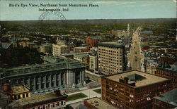 Bird's Eye View, Northeast from Monument Place Indianapolis, IN Postcard Postcard