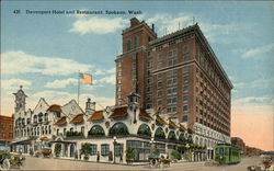 Davenport Hotel and Restaurant Postcard