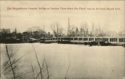 The magnificent Cement Bridge at Dayton view when the flood was at its crest, March 1913 Ohio Postcard Postcard