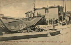 Wreckage at King Hall, Central Ave., During Great Flood at Hamilton, O., March 1913 Ohio Postcard Postcard